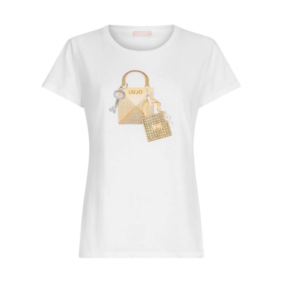 T-shirt con stampa e strass da donna Liu Jo | WA5362JS923M9568